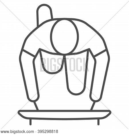 Skeleton Athlete Thin Line Icon, Winter Sport Concept, Skeleton Sportsman Sign On White Background, 