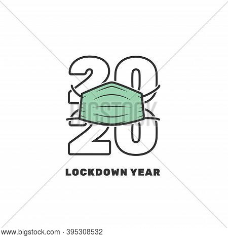 2020 Year Of The Lockdown Wearing A Mask. Editable Strokes.