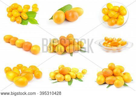 Group Of Kumquats Isolated On A White Background