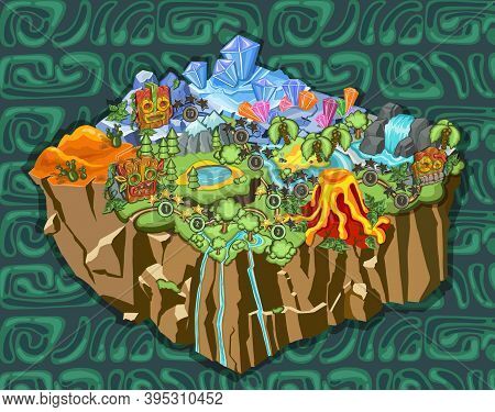 Set Of Level Maps Assets. Gui Map Screen. Forest , Winter, Summer. Forest Game Elements. Game Map Fo
