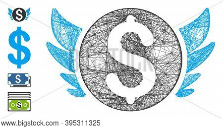 Vector Net Angel Investment. Geometric Linear Frame Flat Net Generated With Angel Investment Icon, D