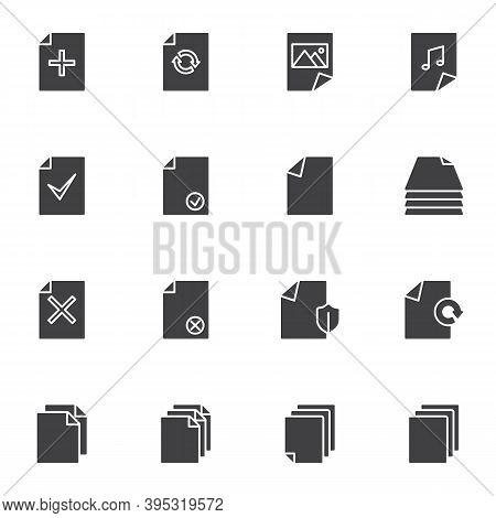Document Files Vector Icons Set, Modern Solid Symbol Collection, Filled Style Pictogram Pack. Signs,