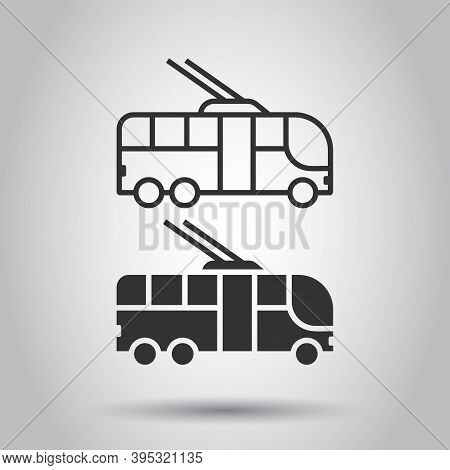 Trolleybus Icon In Flat Style. Trolley Bus Vector Illustration On White Isolated Background. Autobus