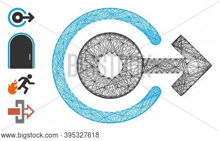 Vector Wire Frame Log Out. Geometric Hatched Frame 2d Net Made From Log Out Icon, Designed From Cros