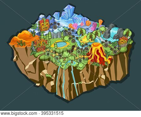 Set Of Level Maps Assets. Gui Map Screen. Forest , Winter, Summer. Forest Game Elements. Game Map Fo