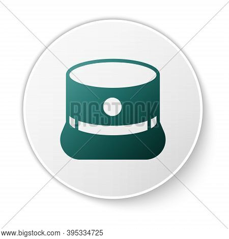 Green Kepi Icon Isolated On White Background. Cap Army Uniform Headgear. Historic General Hat. White