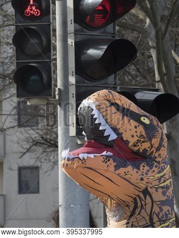 Pedestrian Traffic Light On The Street