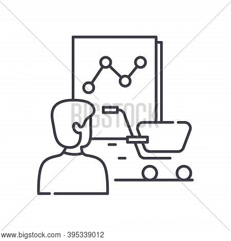 Consumer Behavior Analytics Icon, Linear Isolated Illustration, Thin Line Vector, Web Design Sign, O