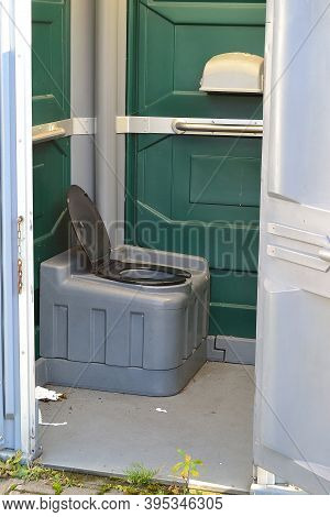Picture Equipment In An Open Mobile Cell With A Dry Toilet, Karvina, Czech Republic