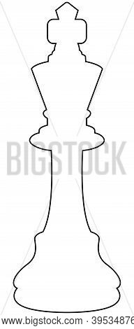 Line Chess Pieces Isolated On White Background King, Vector Illustration