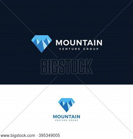 Mountain Icon.diamond Shape With Mountain Logo Concept For Venture Group, Finance Advisor, Adventure