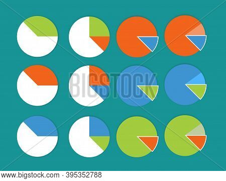 Finance Circle Pie Diagram Set Business Infographic. 3d Pie Charts For Your Business Concept . Eps 1