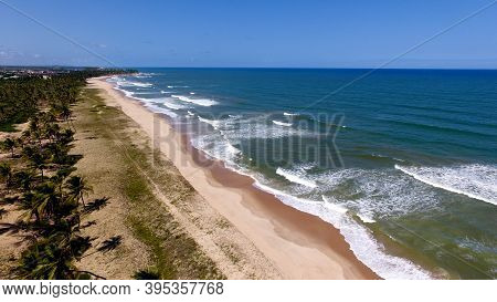 Mata De Sao Joao, Bahia / Brazil - October 2, 2020: Aerial View Of Santo Antonio Beach, Coast Of Mat