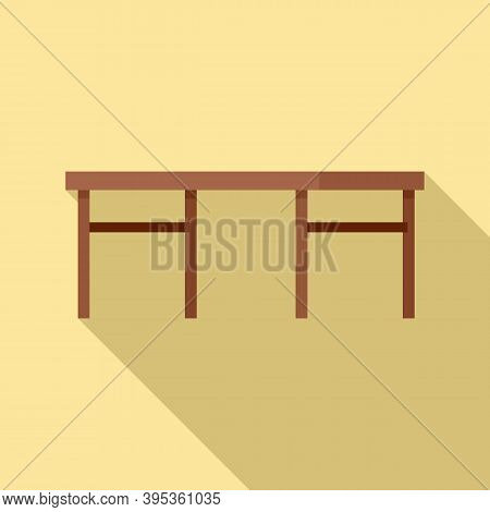 Folding Wood Table Icon. Flat Illustration Of Folding Wood Table Vector Icon For Web Design