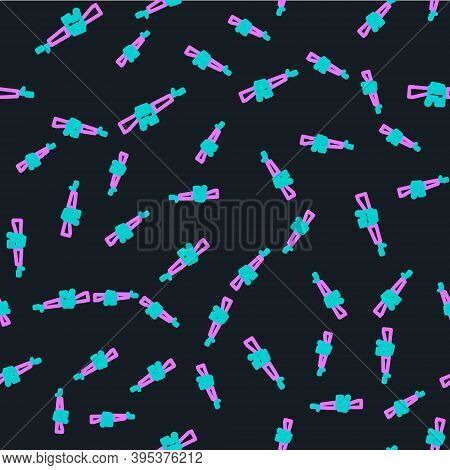 Line M16a1 Rifle Icon Isolated Seamless Pattern On Black Background. Us Army M16 Rifle. Vector