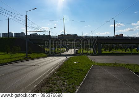 Car Overpass In The City Center. Overpass For Traffic.