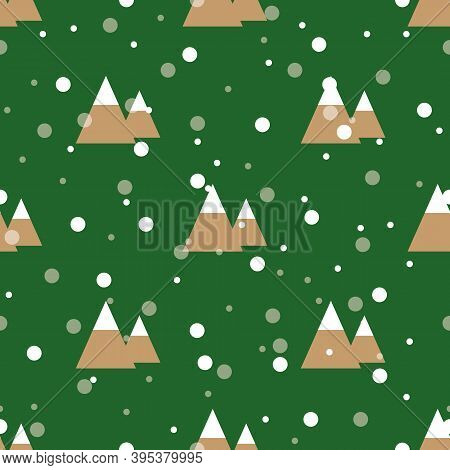 Vector Christmas Snowy Mountains Repeat Pattern Backcground