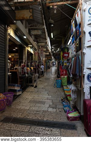 Jerusalem, Israel, November 14, 2020 : The Oriental Bazaar On The Muristan Street In The Christian P