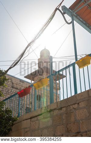 View Of The El-ghawanima Tower From The Courtyard Of The Arab School On Via Dolorosa In The Old City