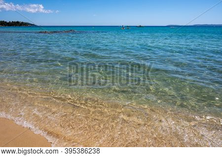 Summer Vacation On French Riviera, Crystal Clear Azure Blue Water Of  Mediterranean Sea, White Sandy