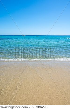 Summer Vacation On French Riviera, Crystal Clear Azure Blue Water Of  Mediterranean Sea, White Sandy