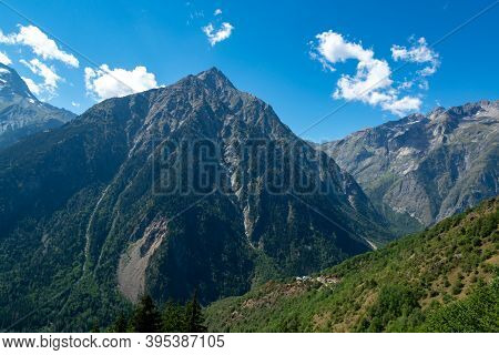 View On Green High Alpine Mountains From Winter And Summer Sport Station Les Deux Alpes, Isere, Fran