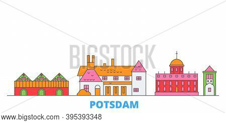 Germany, Potsdam Line Cityscape, Flat Vector. Travel City Landmark, Oultine Illustration, Line World