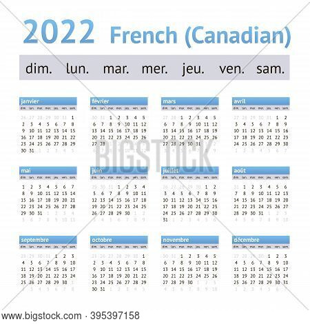 2022 French American Calendar. Weeks Start On Sunday