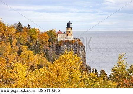 Split Rock Lighthouse On The North Shore Of Lake Superior In Minnesota During Autumn