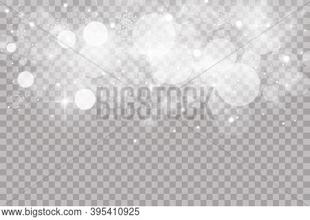 Stock Vector Illustration Falling Snow. Snowflakes, Snowfall. Transparent Background. Fall Of Snow.