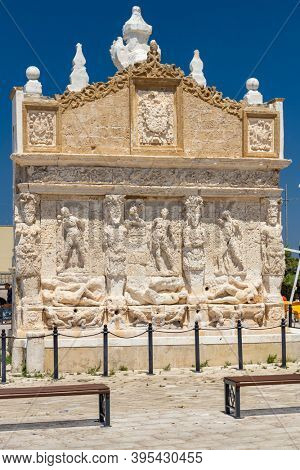 Greca fountain in old town Gallipoli, Lecce, Apulia, Italy