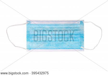 Disposable Medical Mask Isolated On White Background. Medical Device That Covers The Mouth And Nose.