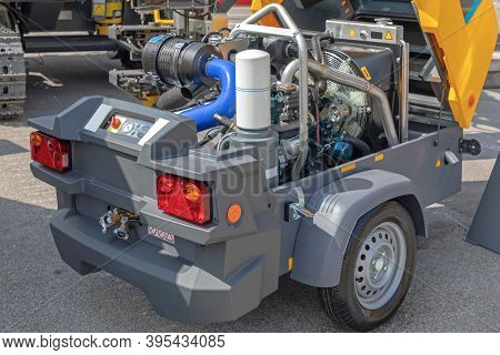 High Pressure Air Compressor Machine At Trailer