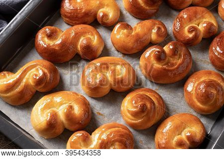 Jidase - Czech Sweet Easter Pastry On A Baking Sheet