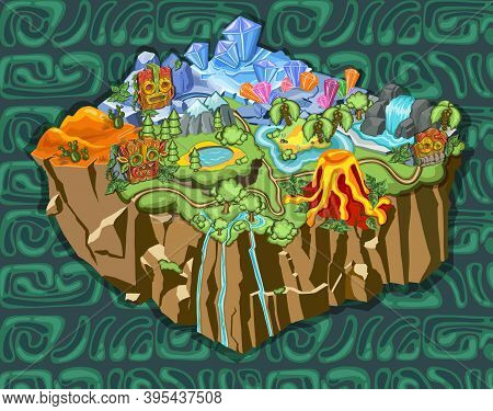 Set Of Level Maps Assets. Gui Map Screen. Forest , Winter, Summer. Forest Game Elements. Game Map Fo