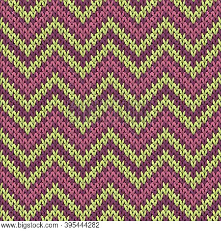 Natural Chevron Stripes Knitted Texture Geometric Vector Seamless. Jumper Stockinet Ornament. Scandi