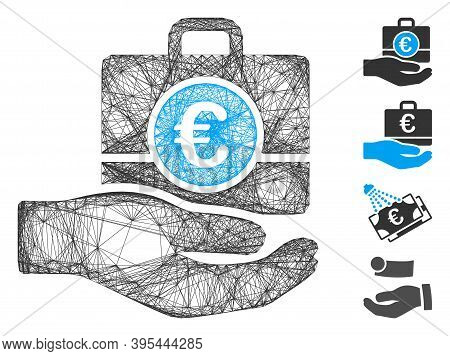 Vector Net Euro Banking Service Hand. Geometric Wire Carcass Flat Net Made From Euro Banking Service