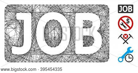 Vector Wire Frame Job Caption. Geometric Linear Frame Flat Network Made From Job Caption Icon, Desig