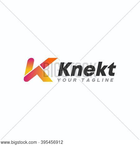 Logo Font K. Kt Design. Arrow Image. Abstract Lettering Concept. Can Be Used As A Key Associated Wit