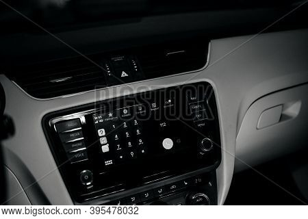 Paris, France - Nov 11, 2020: Personal Perspective Pov Of 112 Emergency Number On Infotainment Car C