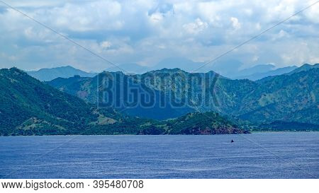 Haiti-11/1/19: An Aerial View Of The Hazy And Mountainous Coastline Of Haiti.