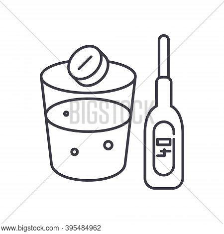 Reduce Fever Icon, Linear Isolated Illustration, Thin Line Vector, Web Design Sign, Outline Concept 