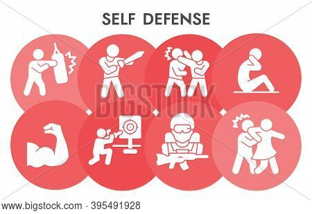 Modern Self Defense Infographic Design Template. Security With And Without Weapons Infographic Visua