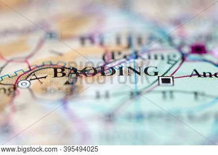 Shallow Depth Of Field Focus On Geographical Map Location Of Baoding City China Asia Continent On At
