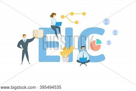 Eic, Earned Income Credit. Concept With Keywords, People And Icons. Flat Vector Illustration. Isolat