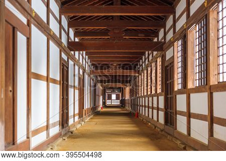 TAKAOKA, JAPAN - JANUARY 30, 2017: An interior hallway of Zuiryuji Temple. The complex dates from 1613.