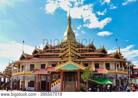 Inle Lake, Myanmar - Nov 09, 2019: Padogas Of Buddhist Monastery, Inle Lake, Shan State Of Myanmar F
