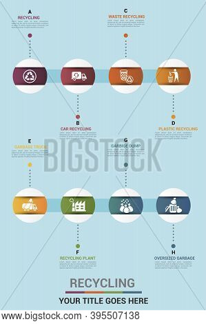 Infographic Recycling Template. Icons In Different Colors. Include Recycling, Trash Container, Burna
