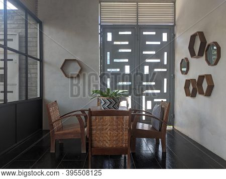 Denpasar, Indonesia - October 5, 2019: Interior Of A Common Living Room At Seruni Guest House.