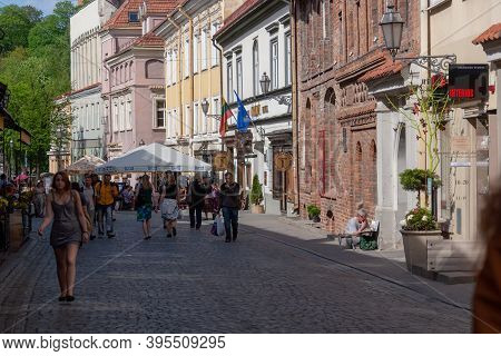 Vilnius, Lithuania - May 12, 2011: Beautifuul Streets Of Vilnius, Capital City Of Lithuania